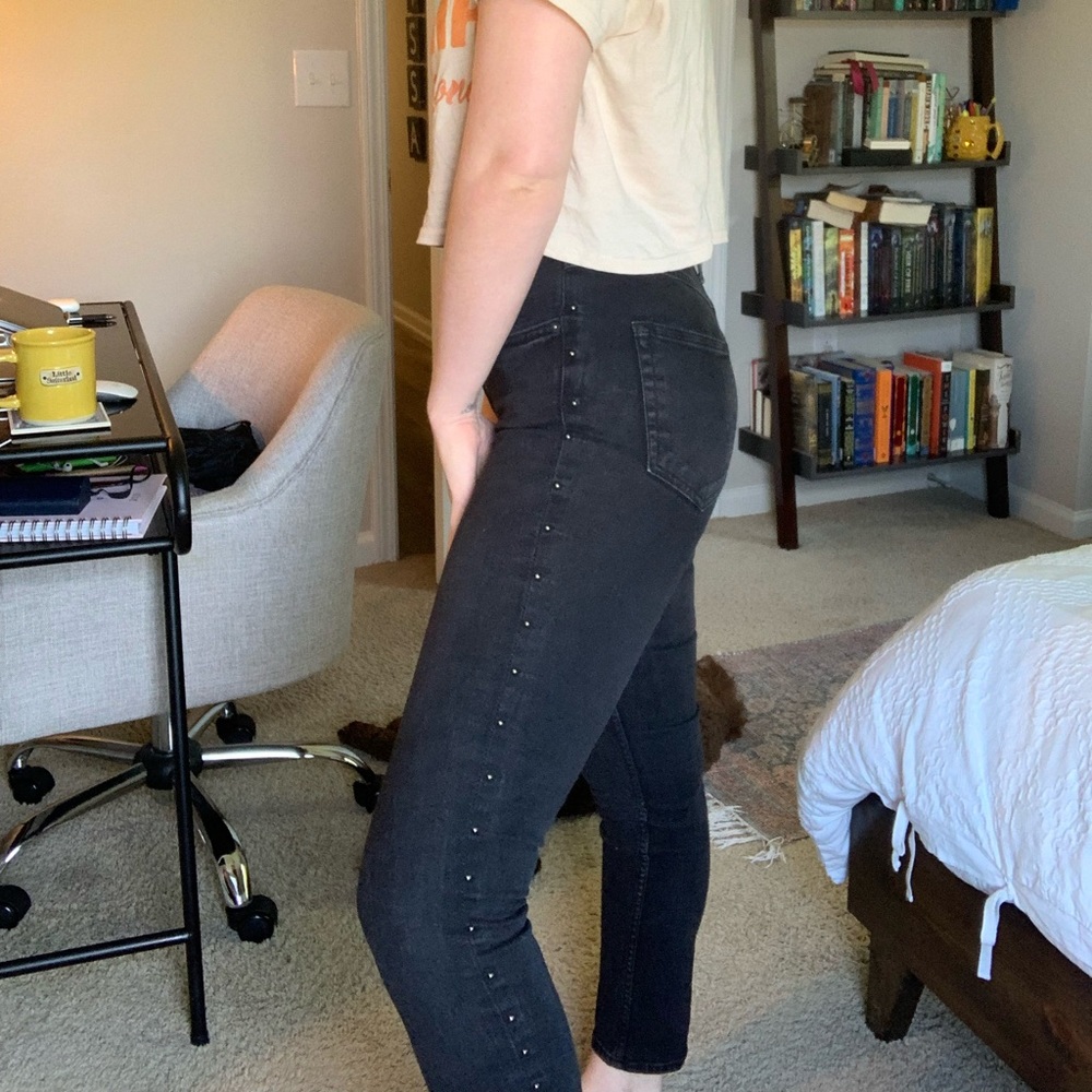 & denim studded jeans